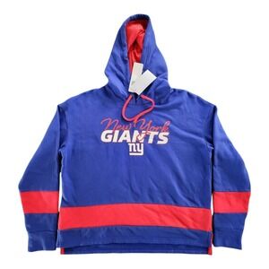 NWT NFL New York Giants Women's Halftime Adjustment‎ LS Fleece Hooded Size Large
